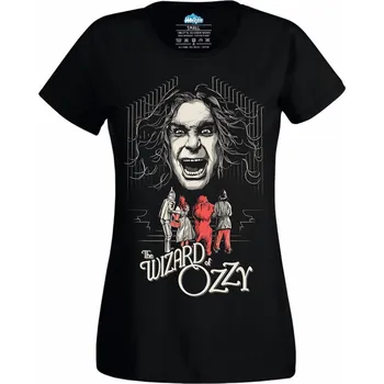 Dámské tričko Dámské tričko Metalový Čaroděj Ozzy Osbourne (Velikost: XS, Barva: Černá)