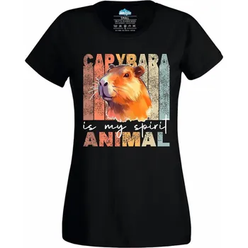 Dámské tričko Dámské tričko Kapybara je moje spirituální zvíře (Velikost: L, Barva: Černá)