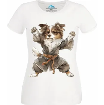 Dámské tričko Kung-fu Bojovník Australský ovčák (Velikost: 4XL, Barva: Bílá)