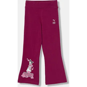 Dětské tepláky Puma PUMA X HELLO KITTY & FRIENDS Flared Leggings fialová barva, s potiskem, 632388 44X, vel. 116