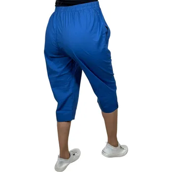 Dámské kalhoty Me Collection Dámské plátěné 3/4 kalhoty EMA Barva: Modrá, Velikost: 4XL