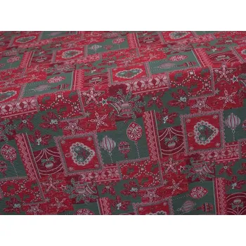 ubrus SCANquilt MOTIV LUREX vánoční patch červenozelená 155 cm kulatý