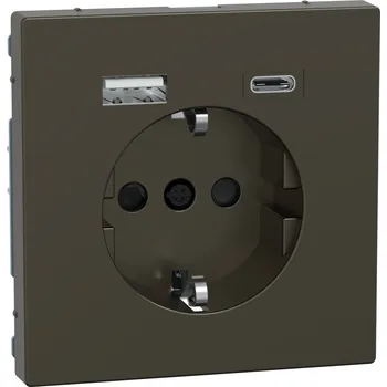 Elektrická zásuvka MEG2367-6052 Zásuvka Schuko, Sys-D, USB A+C, mocca, Schneider Electric