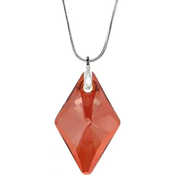 Náhrdelník Swarovski Elements Rhombus krystal XXL 27mm - Stříbrný náhrdelník (přívěsek + řetízek) červeno oranžový kosočtverec 54020.4 Red Magma (červená, oranžová, ohnivá, bordó)