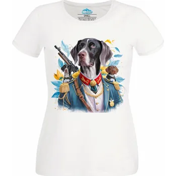 Dámské tričko Polní maršál Německý ohař krátkosrstý (Velikost: 4XL, Barva: Bílá)