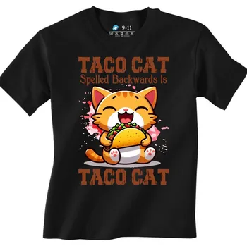 Dívčí tričko Dětské tričko Taco Kočka Taco Cat (Velikost: 5-6, Barva: Černá)