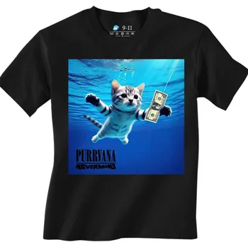 Chlapecké tričko Dětské tričko Kočičí Purrvana Nevermind (Velikost: 7-8, Barva: Černá)