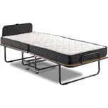 Skládací kovová jednolůžková postel s matrací HERON 90x204 cm bílá