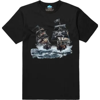 Pánské tričko Pánské tričko Pirátské Lodě na Moři (Velikost: L, Barva: Černá)