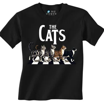 Chlapecké tričko Dětské tričko The Cats Beatles Kočky Abbey Road (Velikost: 3-4, Barva: Černá)