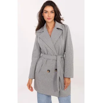Dámská bunda Trenčkot s vázáním v pase model 59085 šedý+bílý