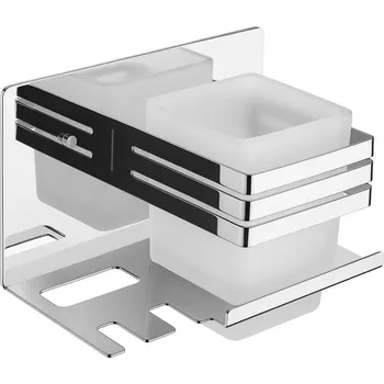 Dávkovač mýdla CERANO - Nástěnný/Samolepící organizér na kelímek a drobnosti Lero - chrom