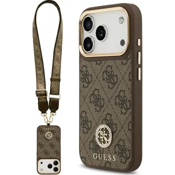 Náhradní díl pro mobilní telefon Kryt Guess iPhone 17 Pro s MagSafe Guhmp17Lp4G4Dcsw (Pu W/ Strass Logo & Big Strap Metal Buttons) Brown
