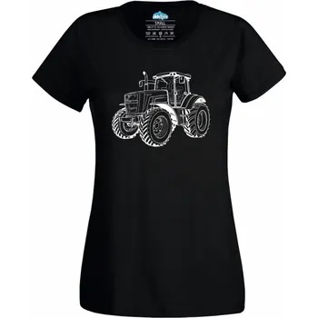 Dámské tričko Dámské tričko Černobílý Traktor (Velikost: XS, Barva: Černá)