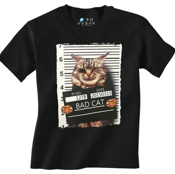 Chlapecké tričko Dětské tričko Bad cat (Od 3 do 13 let) (Velikost: 5-6, Barva: Černá)