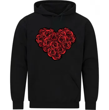 Pánská mikina Pánská mikina Srdce z růží Red Roses Heart (Velikost: 5XL, Barva: Černá)