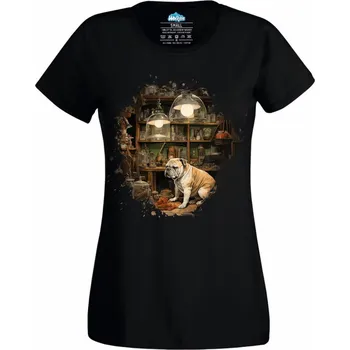 Dámské tričko Alchymistův pes Anglický buldok (Velikost: 4XL, Barva: Černá)