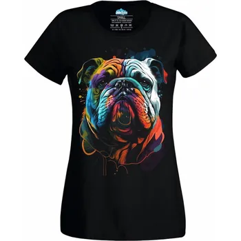Dámské tričko Dámské tričko Barevný Bulldog (Velikost: 3XL, Barva: Černá)