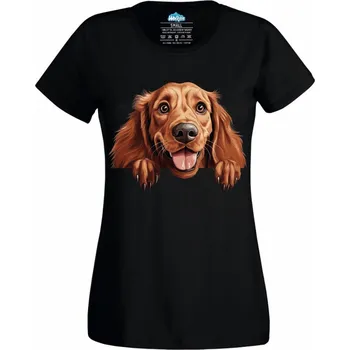 Dámské tričko Dámské tričko Zvědavý Irský setr (Velikost: L, Barva: Černá)