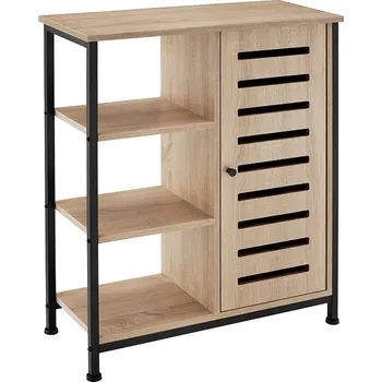 Ložnice TecTake Komoda 71 × 32 × 82 cm - Industrial světlé dřevo, dub Sonoma, pant dveří vpravo