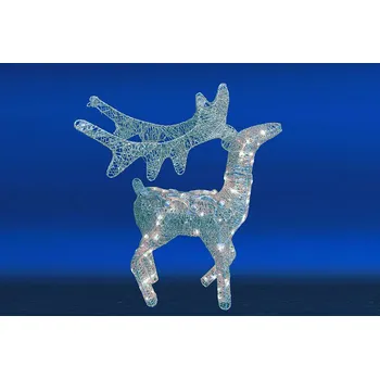 Vánoční světelná dekorace LED vánoční sob – svítící dekorace, stříbrná s třpytkami