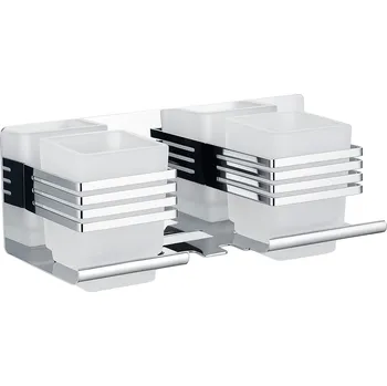 Dávkovač mýdla CERANO - Nástěnný/Samolepící držák na zubní kartáčky a kelímky Lero - chrom