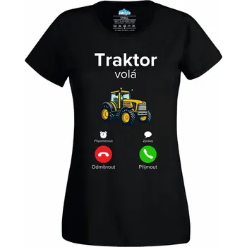Dámské tričko Dámské tričko Traktor volá Phone Call (Velikost: L, Barva: Černá)