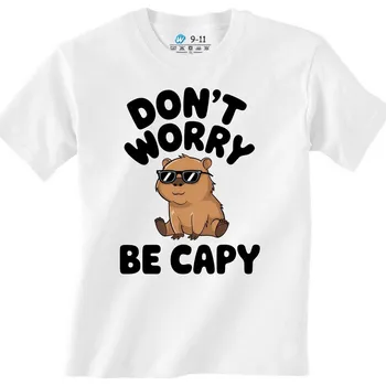 Chlapecké tričko Dětské tričko Kapybara Be Capy Be Happy (Velikost: 5-6, Barva: Bílá)