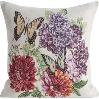 Povlečení Krémový povlak na polštář s rostlinným vzorem z bavlněného saténu dekor 02 SPRING 45x45 cm