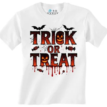 Dívčí tričko Dětské tričko Hororový Halloween Trick Or Treat (Barva: Bílá)