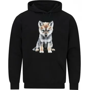 Pánská mikina Pánská mikina Roztomilé vlčí mládě (Velikost: 5XL, Barva: Černá)