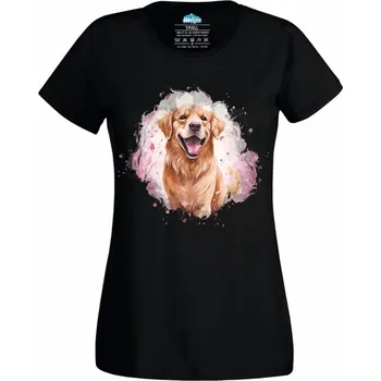 Dámské tričko Nejlepší přítel Zlatý retrívr (Velikost: 4XL, Barva: Černá)