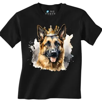 Chlapecké tričko Dětské tričko Psí Král Německý ovčák (Velikost: 7-8, Barva: Černá)