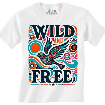 Dívčí oblečení Dětské tričko Divoký a Svobodný Wild And Free (Barva: Bílá)