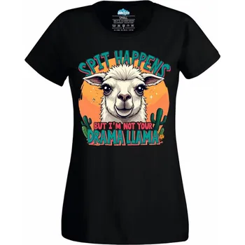 Dámské tričko Dámské tričko Nejsem tvoje Drama Lama (Velikost: XXL, Barva: Černá)