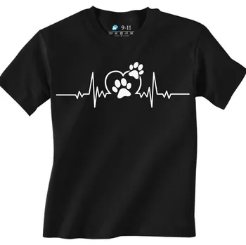 Chlapecké tričko Dětské tričko Kardiogram a Tlapka v Srdci (Velikost: 5-6, Barva: Černá)