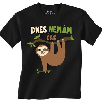 Chlapecké tričko Dětské tričko Lenochod Dnes nemám čas (Velikost: 3-4, Barva: Černá)