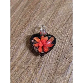 Přívěsek Skleněný přívěsek srdce 21x21 mm barva oranžová