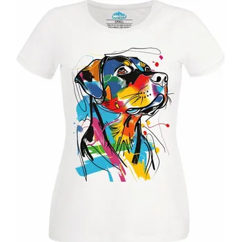 Dámské tričko Barevná skica Rotvajler (Velikost: 4XL, Barva: Bílá)