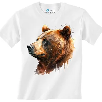 Dívčí tričko Dětské tričko Pohled Medvěda hnědého (Barva: Bílá)