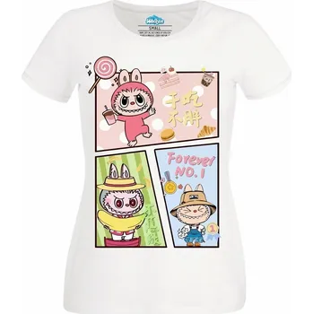 Dámské tričko Dámské tričko Hladový Labubu (Velikost: L, Barva: Bílá)