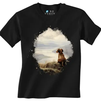 Chlapecké tričko Dětské tričko Jezevčík na Vyhlídce (Velikost: 7-8, Barva: Černá)