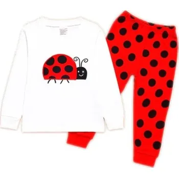 Dívčí pyžamo Dívčí dlouhá bavlněná pyžámka s potiskem (vel. 4-5 let) Varianta: beruška, bílo-červená, Velikost: 5 let