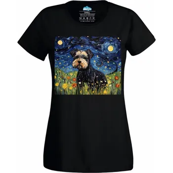 Dámské tričko Knírač malý ve Hvězdné noci (Velikost: 4XL, Barva: Černá)