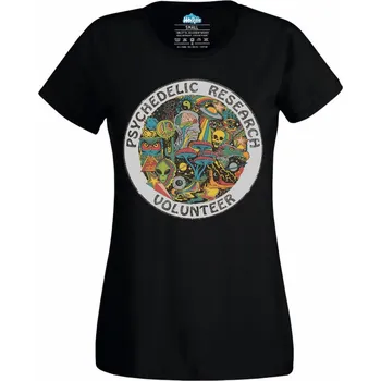 Dámské tričko Dobrovolník Psychedelického Výzkumu (Velikost: 4XL, Barva: Černá)