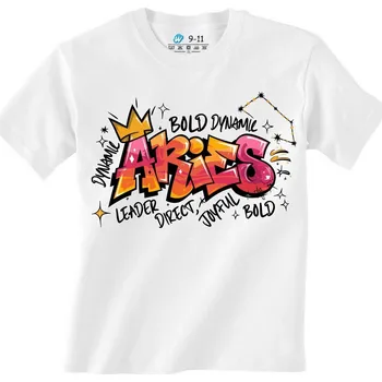 Chlapecké tričko Dětské tričko Horoskop Beran Aries Graffiti (Barva: Bílá)