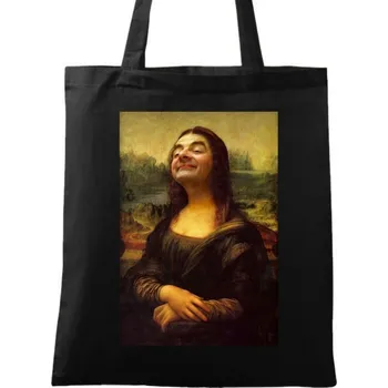 Bavlněná taška Mr. Bean jako Mona Lisa (Barva: Černá)