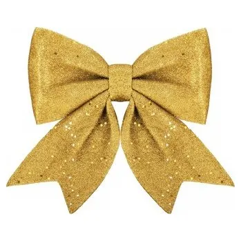 Vánoční mašle s flitry 19,5x21cm zlatá, vánoční dekorace