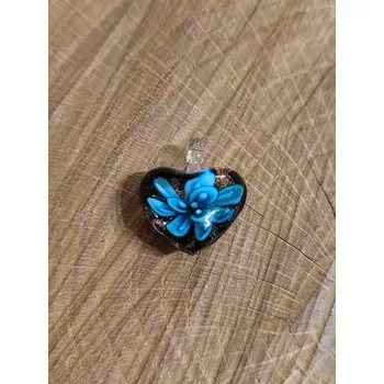 Přívěsek Skleněný přívěsek srdce 21x21 mm barva tyrkys