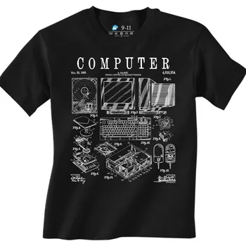 Dívčí tričko Dětské tričko Počítač Patent A. Calverta (Barva: Černá)